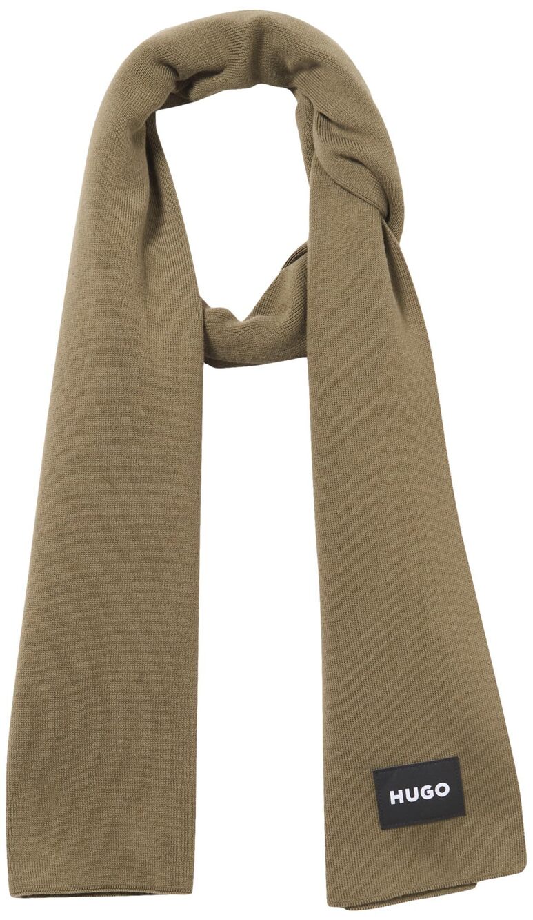 6217 Knitted Plain Scarf with Rubberized Logo, spinach green, PCE.